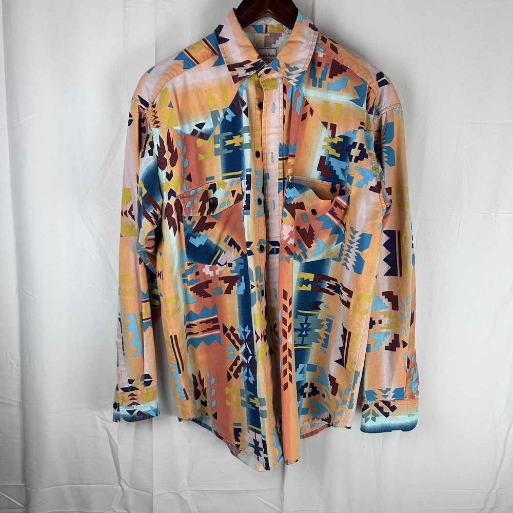 Western Plains Trading Co Shirt Mens Medium Aztec Southwestern Button Up‎